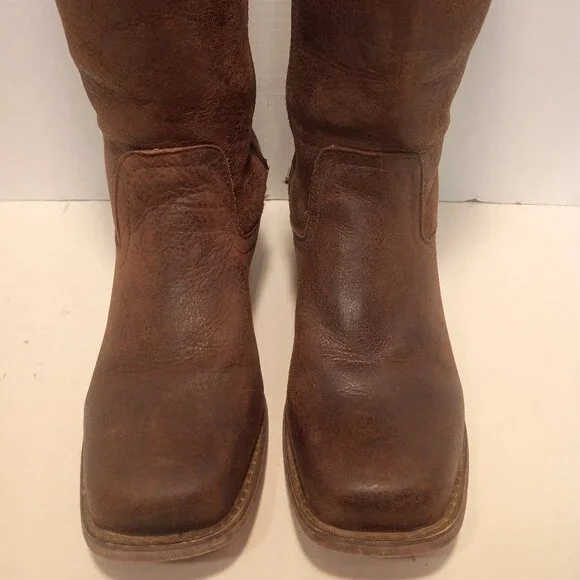 DURANGO "Charlotte" Women's Sz 9US/41EU Brown Aged Leather Inside Zip Tall Boots - Picture 4 of 12